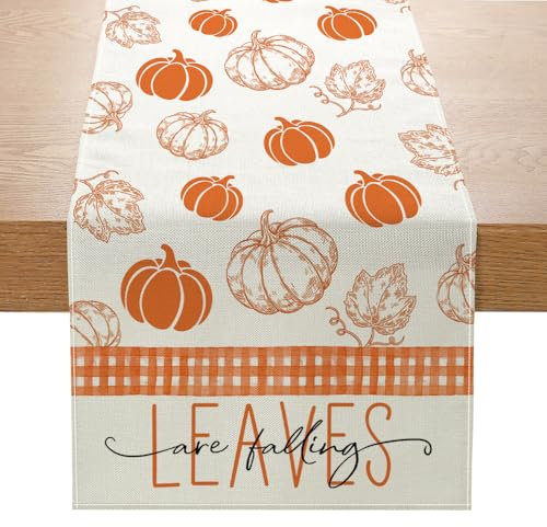 Tischläufer Herbst Tischdecke Herbst Herbstdeko Tisch Herbstdeko Kürbisse Ahornblätter Herbst Tischläufer Herbst Deko Tisch Herbst Dekoration 40x140 cm