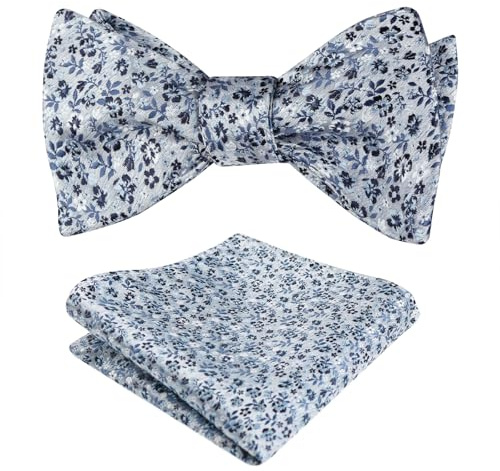 Alizeal - Juego de corbatín floral con patrón de flores coloridas y pañuelo de bolsillo para hombre, diseño clásico, Taille unique