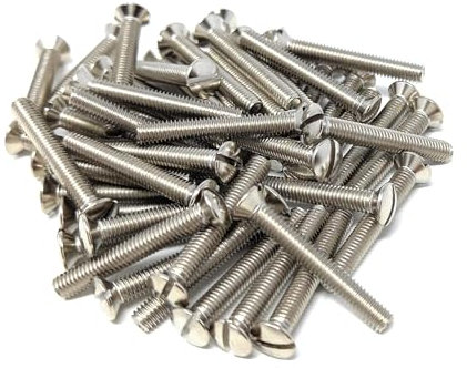 M3.5 Slotted Raised Countersunk Electrical Socket, Faceplate, Surface, Light Switch Screws, Nickel Plated (100, 3.5mm x 35mm)