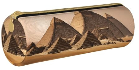 SDFHU Pyramids of Egypt bedrucktes Leder-Federmäppchen mit Reißverschluss, Federmäppchen aus Leder für Erwachsene, Büro, Reisen und Make-up