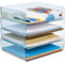 Purilit design 4 PCS Ablagekorb für A4, Dokumentenablage aus Plastik Kunststoff, A4-Papierablage für Zuhause,Schule,Büro,Stapelbare Briefablage für Akten,Schreibtisch Organizer Briefkorb