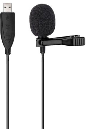 Microphone USB, 1,5 m USB Lavalier Microphone Plug & Play Omnidirectionnel Micro Cravate pour PC, Ordinateur, Mac, Ordinateur Portable, Youtube, Skype, Enregistrement, Podcasting, Jeux
