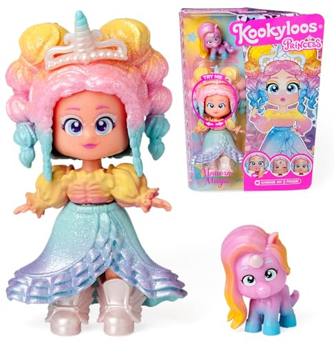 KOOKYLOOS Princess Series UNICORN MAGIC - Collectable doll from the Princess series Contains 1 doll, 1 set of princess themed clothes and shoes,1 accessory and 1 pet,1 doll,3 different faces
