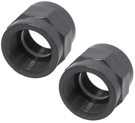HAF® Lot de 2 manchons filetés en PVC Fittings avec 2 filetages intérieurs 1 1/4 | Manchon de transition en PVC U gris pour raccords de tuyaux, tuyaux de piscine, etc. | 1,25 | Qualité : fabriqué en