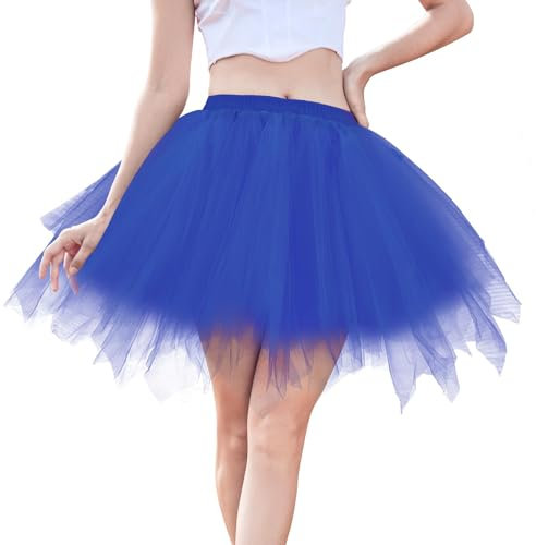 Century Star Damen Tüllrock - 50er Jahre Retro Charme, Ballett Unterrock Tanzrock Rockabilly Petticoat, Tütü Rock für Karneval, Halloween & Gelegenheitsabendkleid-Blau