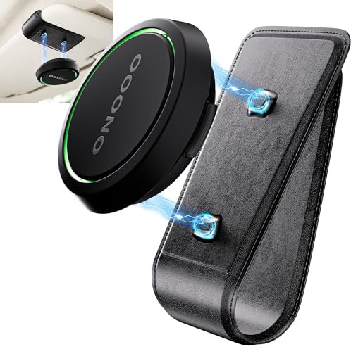 mylovetime Magnetische Ooono 2 Halterung, Sonnenblende Auto Halterung Kompatibel mit Ooono Co Driver No2, Halter für Ooono Blitzerwarner Magnet und PU Leder Schwarz