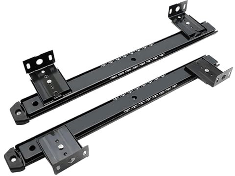 Lot de 2 glissières for tablettes coulissantes for clavier de bureau d'ordinateur - Glissières de tiroir for tablette sous le bureau, robustes, roulements à billes silencieux en métal, noir(W35mmL350m