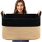 Esteopt Extra Large 65L Foldable Storage Baskets with Handles - Heavy Duty Cloth Organizer Box for Toys, Blankets, Seasonal Clothes - Collapsible Space Saving Design (55x38x30cm) (Black+Yellow)