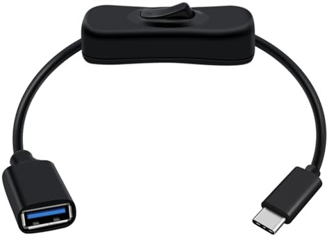HuaLiSiJi Adaptador USB a Tipo C 3.0 Cable OTG con Interruptor USB Hembra a Tipo C Macho Cable 5Gbps Alta Velocidad para Teléfono Móvil, Tabletas, Memoria Flash USB (Negro, 0.5 m)