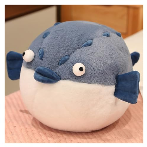 LCEDHZOC Kugelfisch Kuscheltier, Süßes Plüsch Molliger Kugelfisch Plüsch Kissen Geschenk for Kinder Jungen Mädchen Heimdekoration(Blue,35CM/13.7IN)