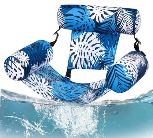 Aufblasbare Wasser Pool Luftmatratze Schwimmender Pool Sessel Für Erwachsene – Aufblasbarer Liegestuhl, Palmen-Design – Ideal Für Sommer, Gartenpool, Bootsfahrten & Wasserspaß