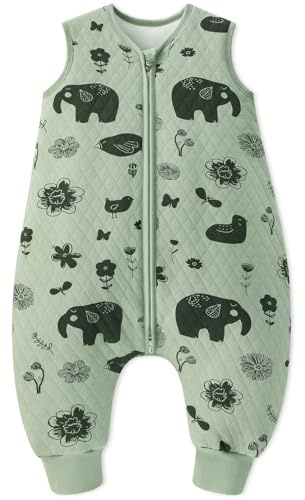 Looxii Schlafsack Baby mit füßen 1.5 Tog Baumwolle BabySchlafsack Herbst Ganzjahres Schlafsack mit Beinen für Kinder 6-18 Monate Jungen Mädchen 70 cm