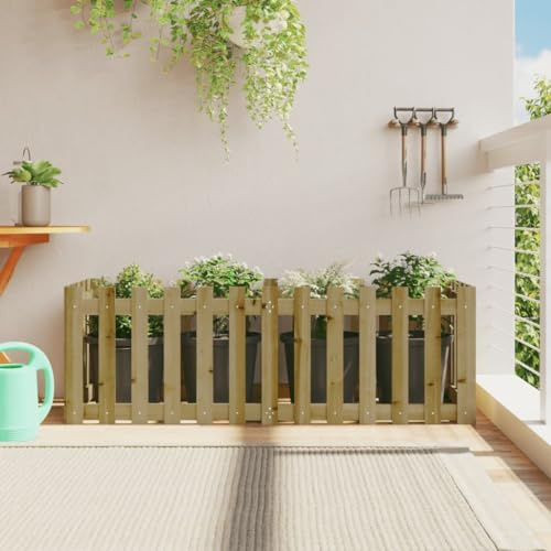 INLIFE Hochbeet Lattenzaun-Design 150x50x50 cm Kiefernholz Imprägniert,Heim & Garten,Rasen & Garten,Gartenpflege,Blumentöpfe & Pflanzgefäße,Braun,8.98 KG,832496
