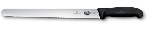 Victorinox Fibrox Schinkenmesser mit Wellenschliff, Langes Küchenmesser für Fleisch und Schinken, 30 cm, Scharf, HACCP geeignet, Rutschfest, Schwarz
