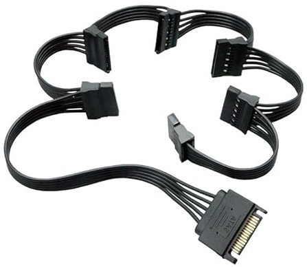 EPLZON 15 Pin Cavo Adattatore Sdoppiatore di Alimentazione Sata 1 a 3 per HDD per HDD, SSD, unità ottiche SATA Adattatore (1 Male to 6 Female)