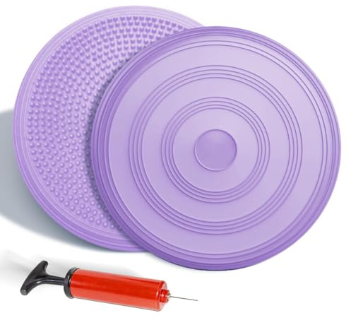 Balancekissen mit Pumpe, Ø 34 cm Aufblasbares Ballkissen, Orthopädischer Gleichgewichtskissen, Instabiles Sitzkissen, Balance Kissen für Rumpftraining, Rückentraining und Koordination