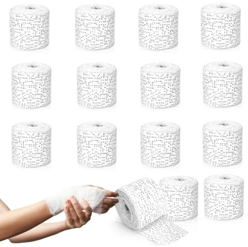 15 Rollos Bende Gessate,Bende Gessate per Calchi,Gesso Garza,Gesso Panno,Ideale Per Pelle,Viso,Artigianato,Modellismo,Modanatura per Pancia da Gravidanza,Asciugatura Rapida,Bianco,7,5 * 270 cm