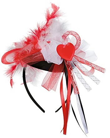 Partychic Haarreif Minihut-Köln, 2 Designs, schwarz mit Federn und Schleifen in rot/weiß, Karneval, Fasching *NEU bei Pibivibi (Herz)