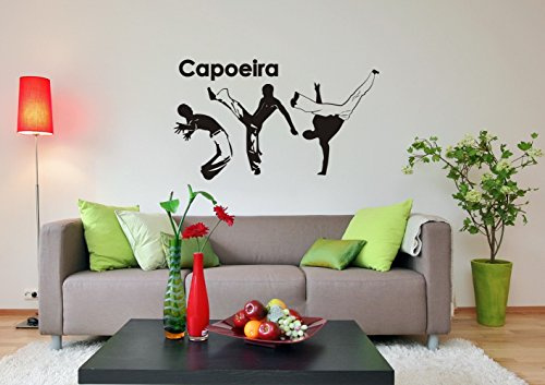 blattwerk-design Wandtattoo- Wandaufkleber: Capoeira - Kampfkunst - Brasilien - Sport // Verschiedene Größen und Farben (1020 mm x 600 mm, Schwarz)