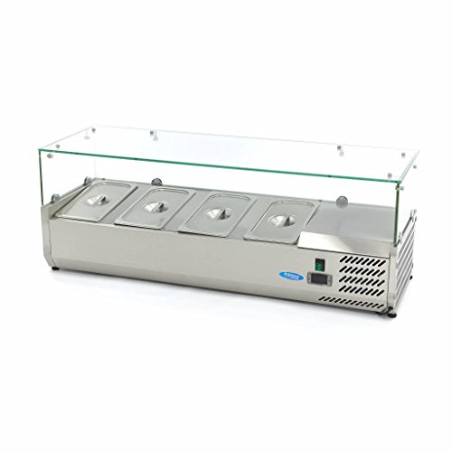 Maxima Vitrine de refroidissement à poser de 120 cm de large – 4 récipients GN 1/3 – Système de refroidissement unique – Vitrine de refroidissement pour restauration