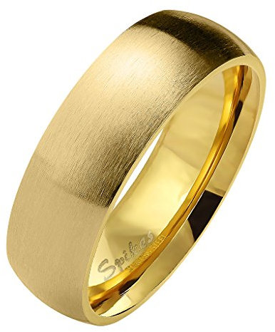 Mianova Herren Damen Band Ring Partnerring Edelstahl Verlobungsring Damenring Herrenring Matt Gold Größe 68 (21.6) Breit 6mm