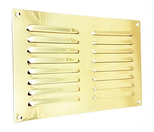 Louvre Air Vent Grille Hooded Open Vent 240x165mm in Polish Brass