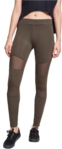 Urban Classics Damen Ladies Tech Mesh Leggings Leggings, Dark Olive, L