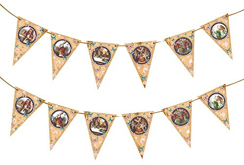 ASVP Shop Alice in Wonderland Bunting Hanging Vintage Look Party Supplies For Mad Hatter Tea Parties