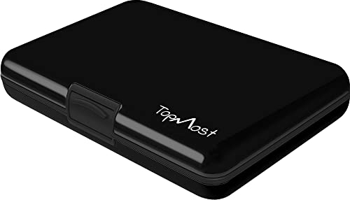 TopMost Portefeuille en Aluminium avec Blocage RFID | Porte-Cartes de crédit Unisexe | Fentes pour 12 Cartes et Billets | Noir, 11 x 7,5 x 2cm | Porte-Cartes et Portefeuilles