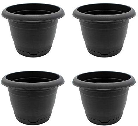 DARO DEKO Kunststoff Blumentopf 4 Stück 7,5 L - anthrazit