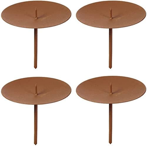 LB H&F Set 4 x Adventskranz Kerzenstecker Stecker Rost Metall Kerzenhalter (Krone)