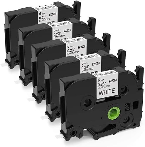 Aken kompatibel Schriftband als Kompatibel mit Brother P touch Bänder TZe 6mm Band TZe-211 TZe211 TZ-211 Schwarz Weiß, für Beschriftungsgerät P touch 1010 1280 H105 H110 D400 D600 Cube, 5er Packung