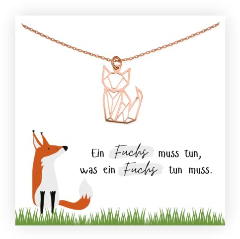 Edelschnitte Halskette Foxy 925er Silber Roségold Fox Fuchs Fuchskette Geschenk