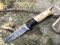 Perkin Cuchillo de Supervivencia, Caza y bushcraft Warfare Cuchillo Caza Damasco SK1200