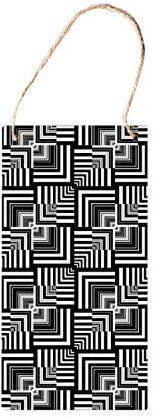 Panneaux en Bois à Suspendre - Motif géométrique - Effet Trompe-l'œil - 25,4 x 12,7 cm - Noir et Blanc