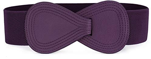 sourcing map Dame Numéro 8 boucle verrouillage panneau Ceinture élastique bleu Sangle Violet Taille ajustée: 25 / 63,5 cm - 37 / 94 cm