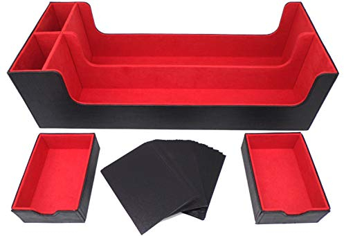 docsmagic.de Premium 2-Row Trading Card Storage Box Black/Red + Trays & Divider - MTG PKM YGO - Aufbewahrungsbox Schwarz/Rot