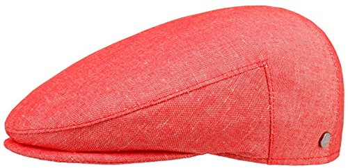 LIERYS Inglese Flatcap Herren Made in Italy Schiebermütze Leinen Baumwolle Denim-Look Frühjahr Sommer rot 57 cm