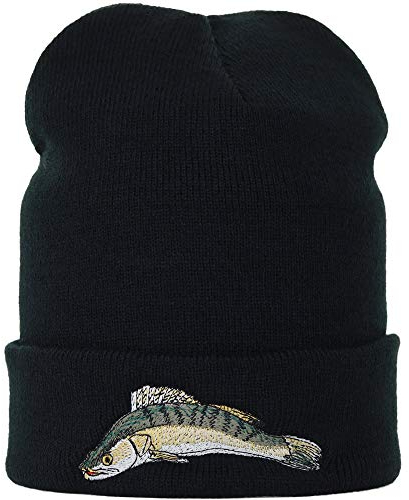 EXPRESS-STICKEREI Lustige Strickmütze - Warme Wintermütze mit Spruch Fischermütze Seemannsmütze mit Fisch Motiv - Beanie für Damen und Herren - Unisex Wollmütze - Fischer Haube mit Spruch