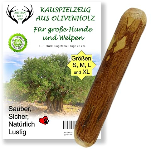 ARTISAN GIFT CO Bastone da Masticare/Rosicchiare in Legno d‘Ulivo per Cani (L - 20cm) 1 pz