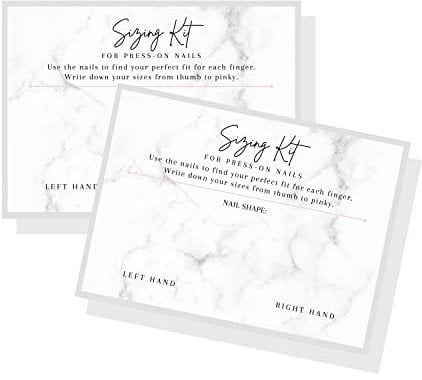 Press On Nail Sizing Card | Physical Printed 5x7 inch Large Postcard | Press-On Nail Supplies | Marble Design