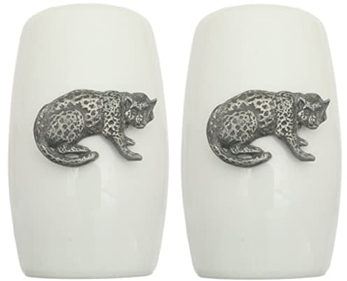 Leopard China Salt and Pepper Shakers Cruet Set Modern White CSP 218