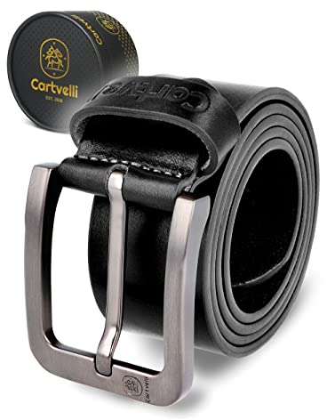 Cartvelli Ledergürtel Herren schwarz 100cm Made in Italy mit Geschenkbox Echt-Leder Herrengürtel Premium Vollleder Jeansgürtel Männer Leder Gürtel Herren 40mm Anzug Jeans Chino Pants ITA22s-100
