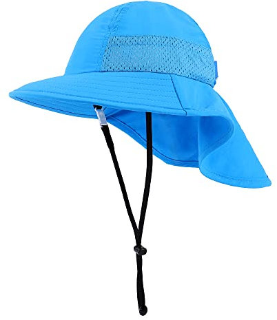 MASOCIO Sombrero Bebe Niño Niña de Sol Verano Gorro Gorrito Proteccion UV Bebé 1 Años Ajustable Exteriores Playa Edad 6-24 Meses Azul
