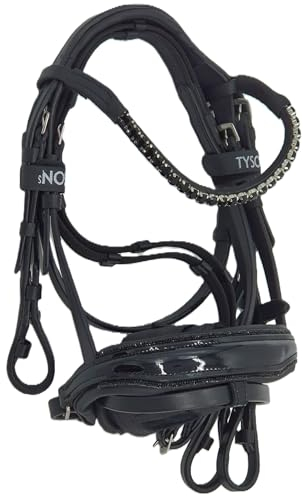 Tysons Breeches Black SIS Leder Trense Glitzer Lack ergonomisch Minishetty Mini Shetty Welsh Strass Lederzaum Zaum Falabella Minipony (Minishetty)