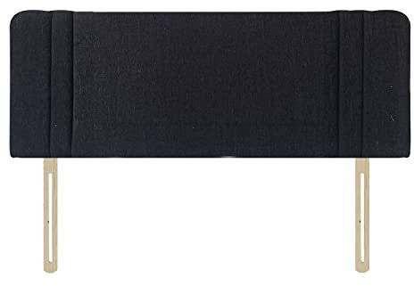 Luxurious Chenille Divan Headboard for Beds - Soft, Velvety & Easy to Install - Padded Cover with Bolts (Black, 4FT6 Double)