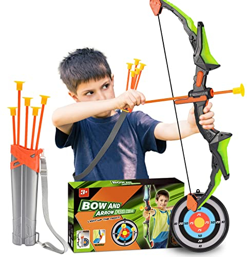 Jinxful Pfeil und Bogen Kinder, Spielzeug ab 3-12 Jahre Junge Kinderspielzeug ab 3-6 Jahre Geschenk Mädchen 3-10 Jahre Outdoor Spiele für Kinder Zielscheibe Bogenschießen