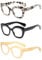 JM 3er-Pack Cateye-Lesebrille, Computerlesegerät mit Blaulichtblockierung für Damen und Herren +1.0