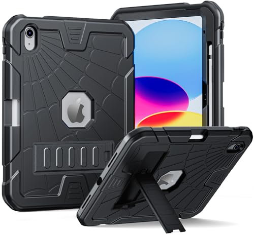 Nueva Funda Infantil iPad 10 años 2022 con Soporte para lápiz, Herize 10th Generation iPad 10.9 Case 2022 A2757 A2777 with Stand, Heavy Duty Rugged Protective iPad 10 Case for Boys 10.9 Inch, Black
