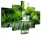 Estika Leinwand bilder - Urwald, Wasserfall, Grüner Wald - 100x70 cm, 5 teilige kunstdruck - Wandbilder wohnzimmer, schlafzimmer, Moderne wanddeko, Bild auf leinwand - Natur bilder - 2353A_5A